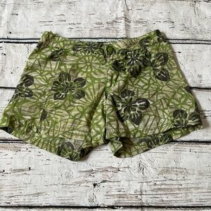 Columbia Green Tropical/Hawaiian Print Nylon Shorts Size 4
